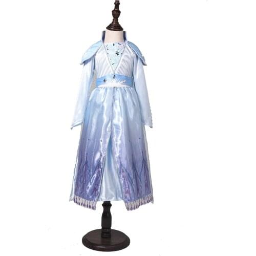 Elsa Dresses For Girls Princess Party Elsa Costume Snow Queen 2 Cosplay Elza Vestidos Hair Accessory Set Halloween Girls Clothes