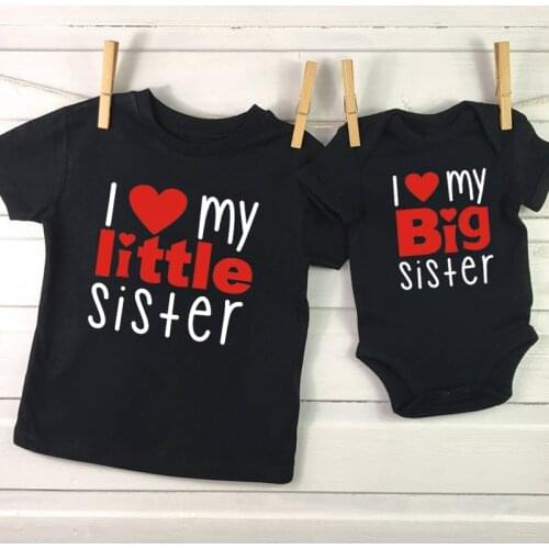 Matching Shirts Sibling Sisters Brother T-shirt I Love My Big Sister Brother Little Sister Kids Girl Boys Clothes Baby Bodysuits