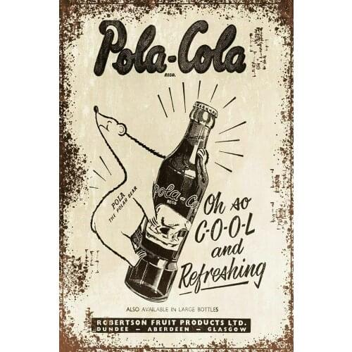 Pola Cola Cool Drink Robertson Scotland Decor Signs 12x8 Inch Metal Tin Sign