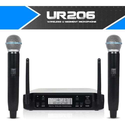 Professional wireless microphone handheld collar clip head-mounted dual-channel 1 tow 2 high-frequency stage KTV Conference