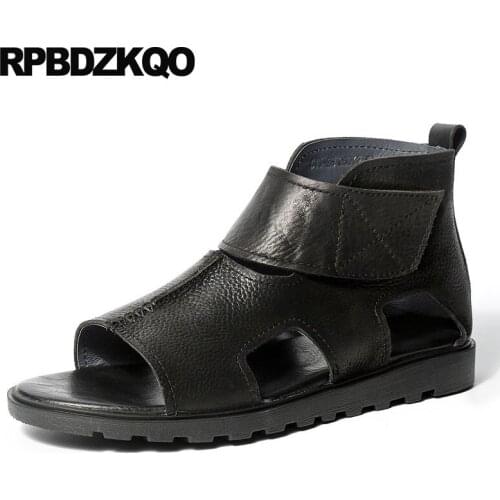 Designer shoes men high quality summer sandals black famous brand native flat casual 2018 luxury breathable genuine leather