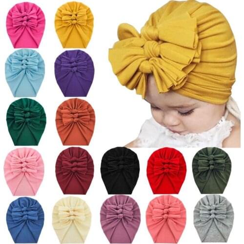 Bulk 20pc/lot Baby Hat for Girls Bows Turban Hats Infant Photography Props Cotton Kids Beanie Baby Cap Accessories Children Hats