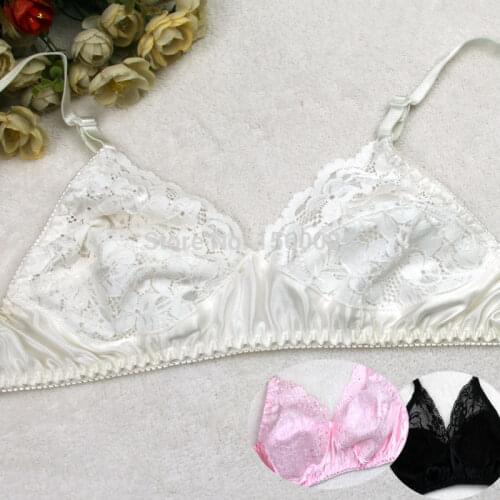 Silk Bra Double Faced Silk Wireless Ultrathin 100% Mulberry Silk Lace Plus Size Bras 34/75-42/95AB FREE SHIPPING
