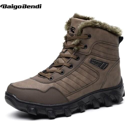 Super Recommend ! Big Size 11 12 13 Man Thick Fur Waterproof Snow Boots Winter Plush Mid-calf Thermal Boots Men Cotton Shoes