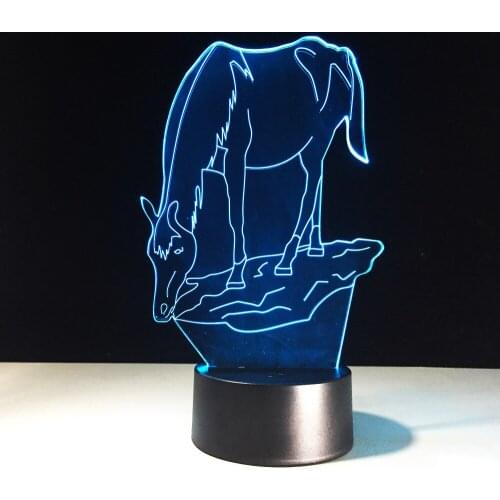 Horse LED 3D Night Light Bedroom Decor Bedside Desk Table Lamp Remote Touch Base 7 Colors Baby Sleeping Lighting Xmas Gift
