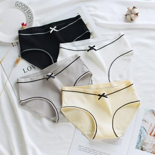 3pcs Sexy Panties Womens Cotton Breathable Briefs Solid Soft Seamless Underwear Female Intimate