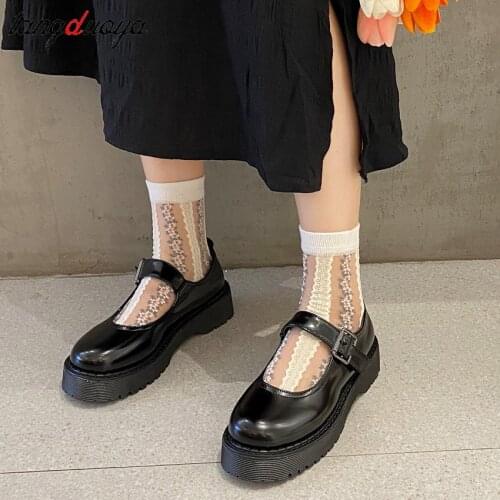 Lolita Shoes Round-Toe Leather Shoes Womans Spring Jk Uniform Japanese Style Mary Jane Shoes Korean High Heel Platform Shoes