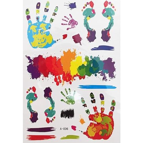 Handprints and Footprints Waterproof Temporary Tattoo Sticker Men Women Fake Body Art 14.5x15CM