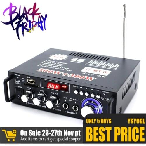 12v 220v Lcd Display Digital Amplifier Hifi Audio Stereo Bluetooth Fm 2ch Amp Car Home Usb Sd Mp3 Player