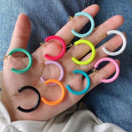 5Pairs/lot New Products Custom Elegant Colorful enamel Round Hoop Drop Earrings