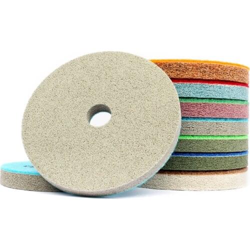 5" 7pcs Sponge Diamond Polishing Pads Marble Granite Concrete Countertop Buffing Disc Wet Sanding Pads Kit Nylon Fiber Abrasive