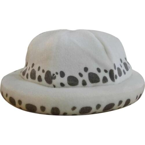 Anime One Piece Trafalgar Law Hat Cosplay Costumes White Spot Plush Casual Cap