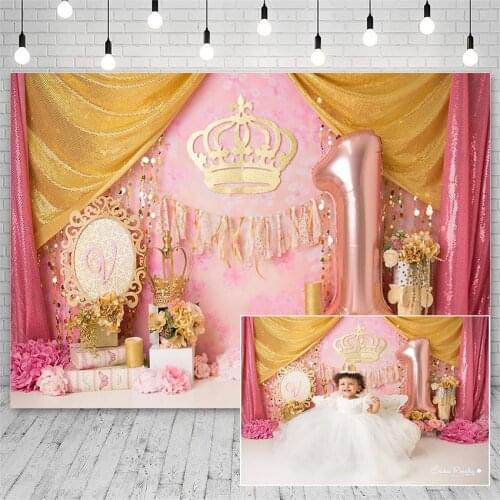 Avezano Photo Backdrops Birthday party Baby Shower Gifts Crown Flower Curtain Decor Princess Banners Background For Photo Studio