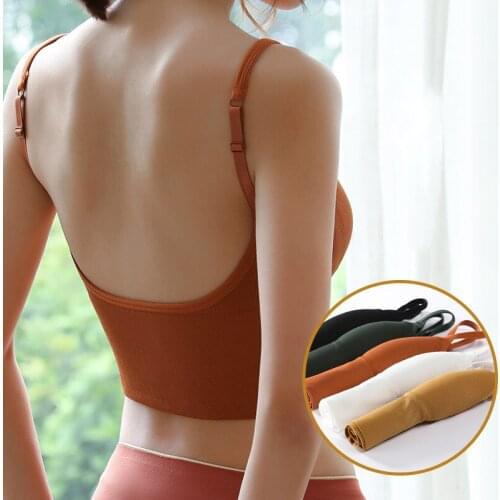 Seamless Underwear Big U Type Backless Crop Tops Sexy Lingerie Intimates Removable Padded Female Fashion Camisole 6 Colors