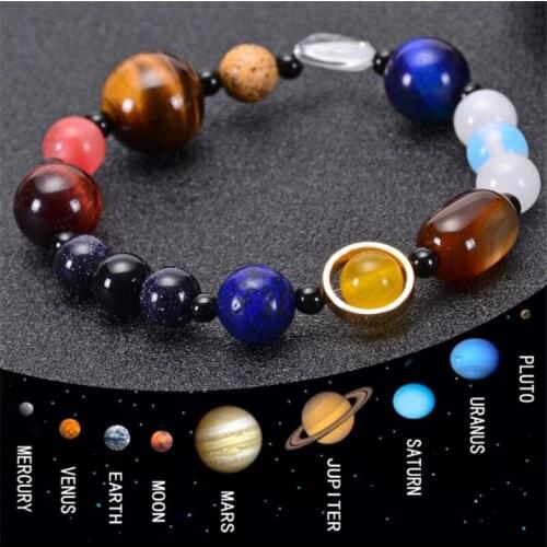 Universe Solar Planets Natural Stone Bracelet For Women Men Chakra Yoga Bracelets Jewelry Christmas Gifts