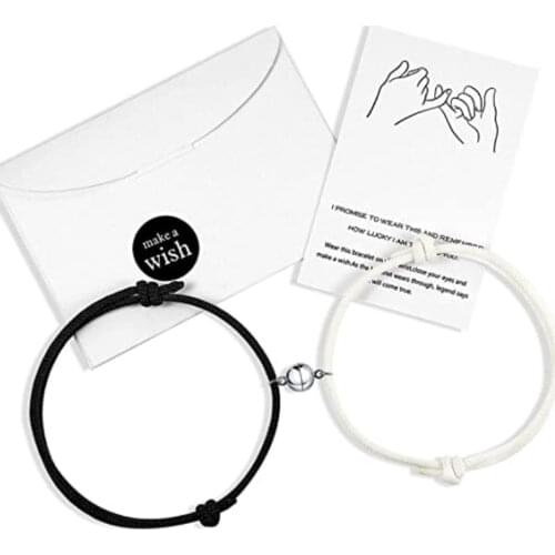 2021 Hot Magnet Bracelet Couple Handmade Adjustable Rope Matching Braslet Infinite Love Braclet Lucky black white Brazalete Gift
