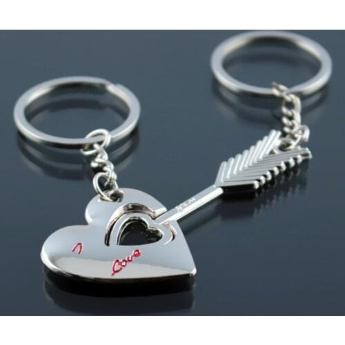 Alloy Keychain Cupid arrow couple key chain lovers pendant key ring key chain for lovers free shipping LX9051