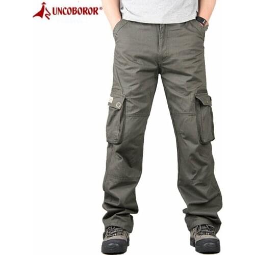 Pants Men Cargo Combat Military Work Overalls Loose Straight Tactical Trousers Multi-Pocket Baggy Casual Cotton Slacks Pants Men