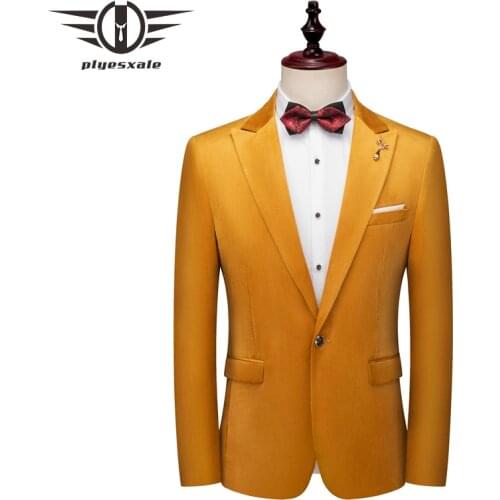Black Blue Green Yellow Velvet Blazer For Men Slim Fit Wedding Stage Prom Party Blazer Jacket M-5XL Mens Casual Blazers Q635