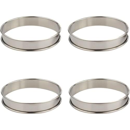 Double Rolled Tart Rings Stainless Steel Round Muffin Rings Metal Crumpet Rings Molds For Making Crumpet,Tart,Muffin 4-ABUX