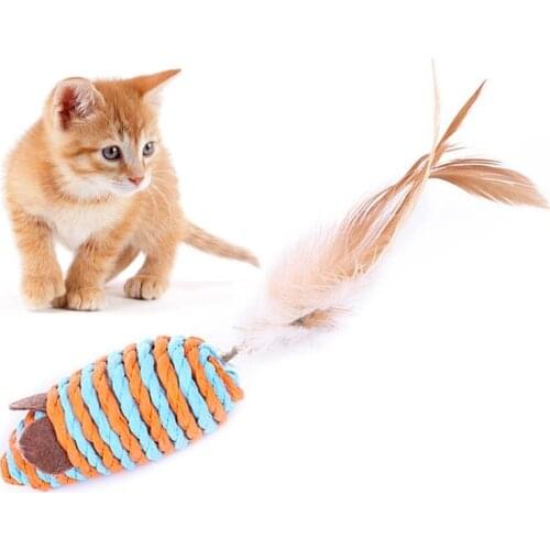 Legendog 1pc Cat Mouse Toy Interactive Creative Faux Feather Cat Toy Kitten Chew Toy Pet Supplies Pet Accessories Random Color
