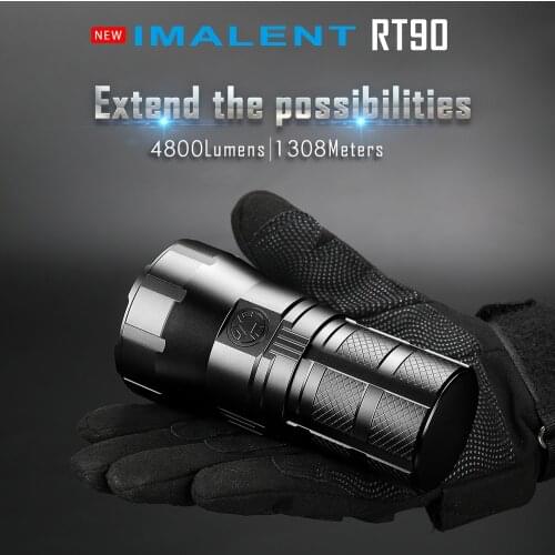 IMALENT RT90 Flashlight 4800Lumen Powerful Bright Torch Camping Light Waterproof IPX-8 1308m Rechargeable 18500 Battery 5 level