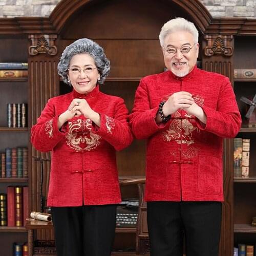 Red Traditional Chinese Clothing Couple Tang Hanfu Ancient Costume Cheongsam Top Long Sleeve Tunic Suit Mens Clothes