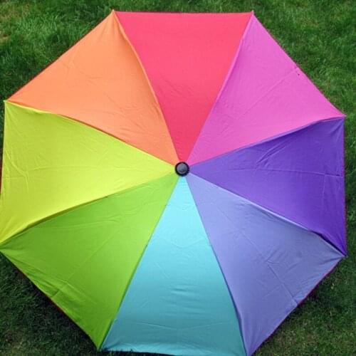 Creative tri-fold rainbow umbrellas Fashionable Windproof Mens Leather Long Samurai Umbrella Womens gift advertising umbrellas