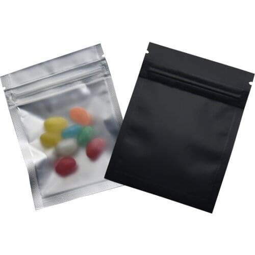 7.5*10cm Matte Clear Front Zip Lock Mylar Plastic Package Bag 100 Pieces/lot Reclosable Matte Black Aluminum Foil Packaging Bag