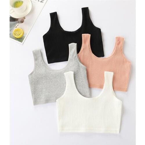 Soft Cotton Children Girls Underwear Kids Girl Solid Color Vest Bra Tank Top Crop Tops for Girl 9-16Years