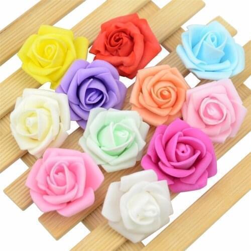 200pcs/lot 4cm Cheap Artificial PE Foam Rose Flower Heads Wedding Home Decoration Handmade Diy Christmas Fake Flower Ball Craft