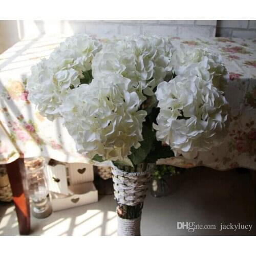 2015 New White Artificial Silk Hydrangea Floral Bouquet Fake Craft Flowers Garlands For Home Wedding Party Decoration Supplies