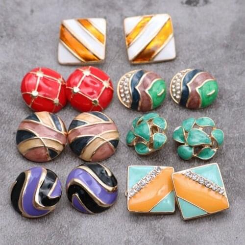 New Designs Clip Earring Round Enamel Gift For No Ear Holes