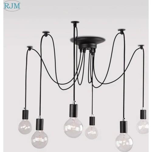 Retro Art Iron Glass LED Pendant Light Industrial Spider Edison Hang Lamp for Clothing Store Bar Restaurant Living Room Lighting