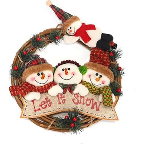 Christmas Decoration 29*29cm Rattan Wreath Hoop Wreath Decor Floral Hoop Christmas Decor for Home Hanging Artificial Flower