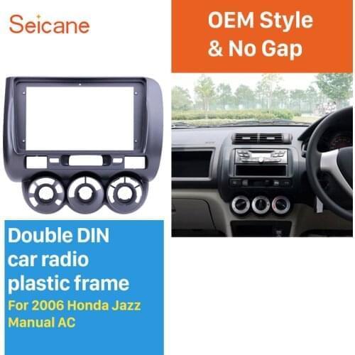 Seicane Gray Frame 9 inch for 2006 Honda Jazz Manual AC Audio Dash Trim Fascia Panel Kit