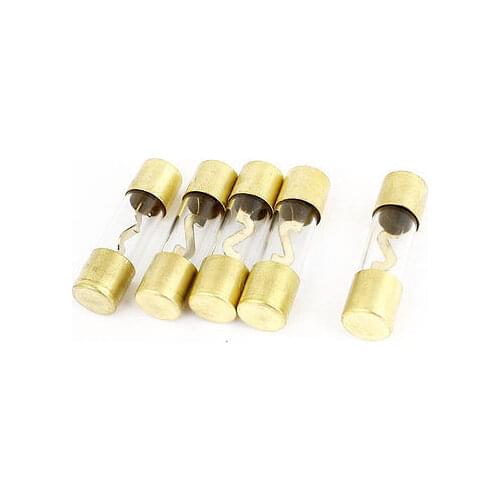 SENKA ELECTRIC Vehicle Car Gold Tone Clear Body Safety AGU Glass Tube A Class Fuse 40A 12V x 5