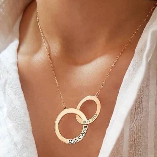 SILVER NECKLACE WITH PERSONAL NAME AND DATE SPECIAL DAY GIFT