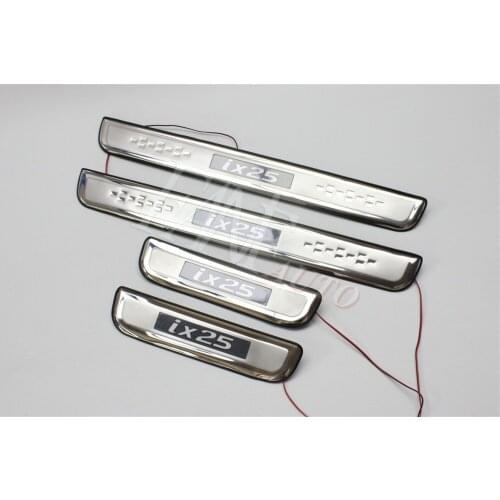 Stainless Steel Led Door Sill Scuff Plate Guard Sills Protector Trim For Hyundai IX25 Creta 2015-2020