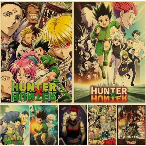 Trendy Japanese Anime Hunter X Hunter Vintage Posters Kraft Paper Sticker DIY Decorative Home Bar Cafe Decor Gift Wall Paintings