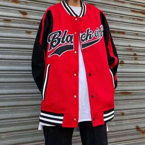 Vintage Embroidery Splicing V Neck Baseball Uniform Men Jackets for Women Coat Black Top Long Sleeve Women Jacket Outerwear Fall