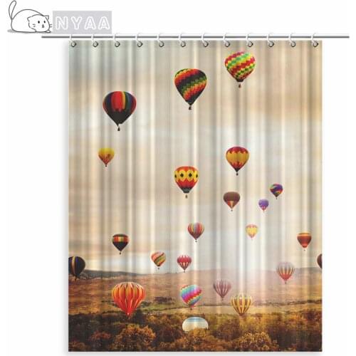 Hot Air Balloon Shower Curtain Turkish Balloon Colorful Curtain For The Bathroom Shower Waterproof Polyester Fabric Romantic 3D