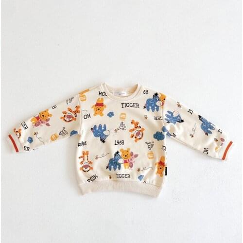 Disney Yellow Eeyore Pooh Anime Hoodies Sweatshirts Cartoon Children Clothing Casual Warm Winter