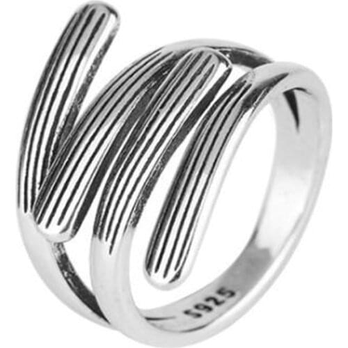Vintage Intersecting Lines Silver Color Ring Adjustable Opening Womens Finger Ring Accessories Party Jewelry