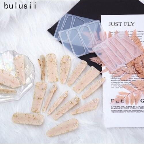 1 Set Handmade Acrylic Resin Hair Barrettes Resin Mold Geometric Shape Alligator Hair Clips UV Epoxy Resin Mold Jewelry Tools