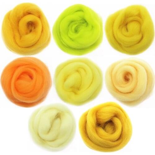 10/50/100g Yellow Series Wool Fibre Flower Animal Toy Wool Felting Handmade Spinning DIY Craft Materials Tool Felt Christmas