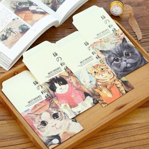10pcs/lot 8.8x17.5cm Cute cat gift bag,paper envelope for kids birthday invitation greeting card