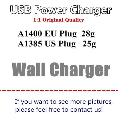 10pcs/lot Original Quality 28g A1400 EU Plug USB Wall Charger AC Power Adapter for iphone 7 8 6 6S plus 5 5S EU Plug with box