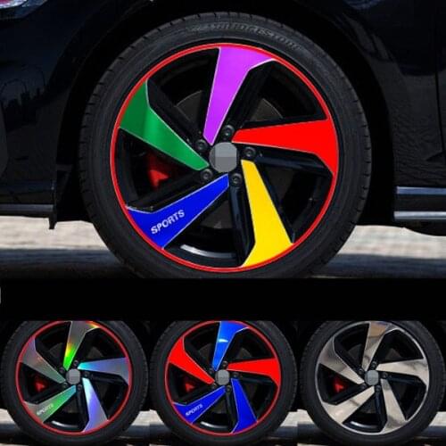 18 Inch Red Blue Green Laser Silver Purple Gold Carbin Fibre Decorative Wheels / Rims Stickers For Volkswagen Golf GTI BA094