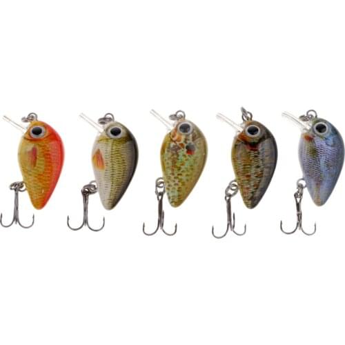 5Pcs Fishing Lures Hard Bait Lifelike Micro Crankbait Bass Pike Minnow Baits